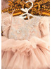 Pearl Beaded Lace Tulle High Low Flower Girl Dress